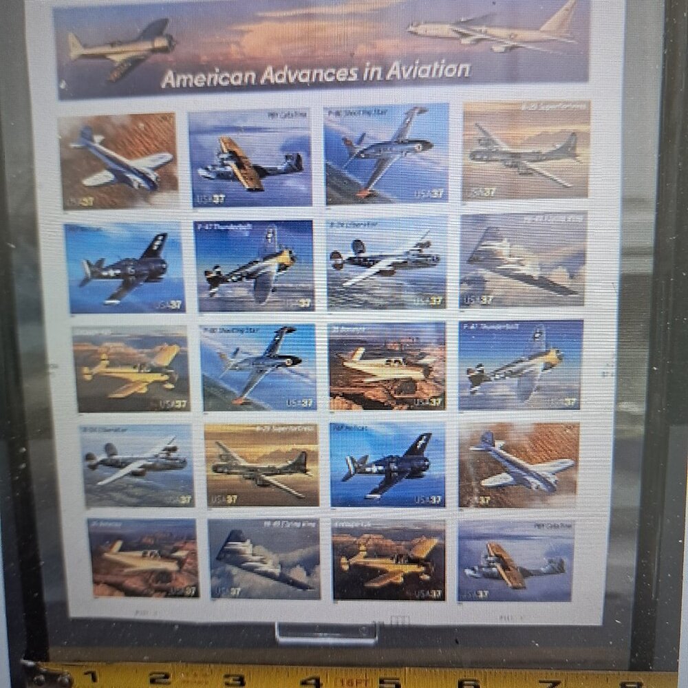 Framed "Advances in Aviation" Collectible Aviation Plane Stamps in Clear Black - Picture 9 of 9